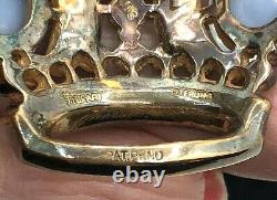 Signed Crown Trifari Alfred Philippe Sterling Rhinestone Crown Pin Earring Set