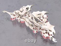 Signed TRIFARI Alfred Philippe 1940s Pink Glass Shoe Button Beads Grape Fur Clip