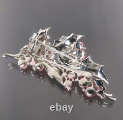 Signed TRIFARI Alfred Philippe 1940s Pink Glass Shoe Button Beads Grape Fur Clip