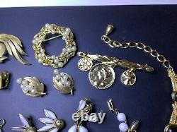 Signed TRIFARI Vintage Jewelry Lot Alfred Philippe White Milk Glass Dancer Sets