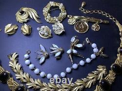 Signed TRIFARI Vintage Jewelry Lot Alfred Philippe White Milk Glass Dancer Sets