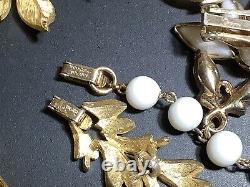 Signed TRIFARI Vintage Jewelry Lot Alfred Philippe White Milk Glass Dancer Sets