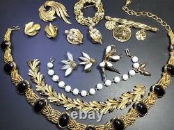 Signed TRIFARI Vintage Jewelry Lot Alfred Philippe White Milk Glass Dancer Sets