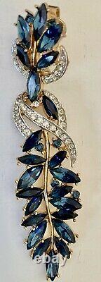 Spectacular Large TRIFARI Alfred Philippe Sapphire Drop Earrings Rare 3.25