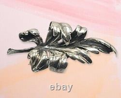 Sterling Silver Crown Trifari Curled Leaf Fur Clip Pin 1940s Alfred Philippe