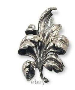 Sterling Silver Crown Trifari Curled Leaf Fur Clip Pin 1940s Alfred Philippe