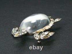 Sterling Trifari Alfred Philippe Crown Lucite Turtle Jelly Belly Brooch i12399