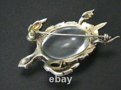 Sterling Trifari Alfred Philippe Crown Lucite Turtle Jelly Belly Brooch i12399
