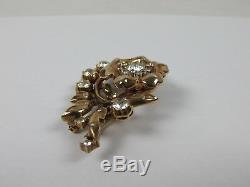 Stunning Alfred Philippe Trifari Rhinestone Rose Yellow Gold Fur Clip Brooch Pin