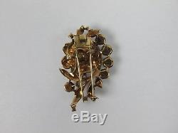 Stunning Alfred Philippe Trifari Rhinestone Rose Yellow Gold Fur Clip Brooch Pin