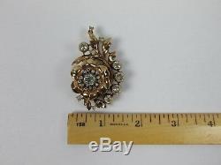 Stunning Alfred Philippe Trifari Rhinestone Rose Yellow Gold Fur Clip Brooch Pin