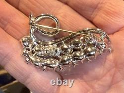 Stunning Trifari PAT PEND Blue Rhinestones Brooch Pin Alfred Philippe Rhodium