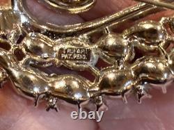 Stunning Trifari PAT PEND Blue Rhinestones Brooch Pin Alfred Philippe Rhodium