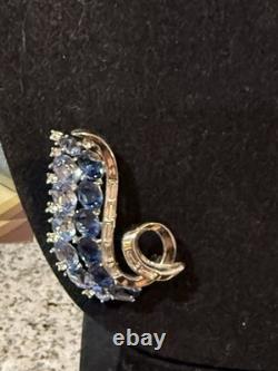 Stunning Trifari PAT PEND Blue Rhinestones Brooch Pin Alfred Philippe Rhodium