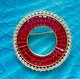 Stunning Trifari Vintage Ruby Red Invisibly Set Circle Brooch Alfred Philippe