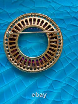 Stunning Trifari Vintage Ruby Red Invisibly Set Circle Brooch Alfred Philippe