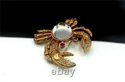 Super Rare! TRIFARI Alfred Philippe 1940s Sterling Jelly Belly Crab Brooch