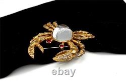 Super Rare! TRIFARI Alfred Philippe 1940s Sterling Jelly Belly Crab Brooch