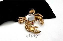 Super Rare! TRIFARI Alfred Philippe 1940s Sterling Jelly Belly Crab Brooch