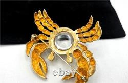 Super Rare! TRIFARI Alfred Philippe 1940s Sterling Jelly Belly Crab Brooch