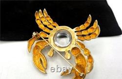 Super Rare! TRIFARI Alfred Philippe 1940s Sterling Jelly Belly Crab Brooch