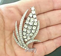 Superb 50s TRIFARI Alfred Philippe EAR OF CORN PLANT FLOWER Clear Rhinestone Pin