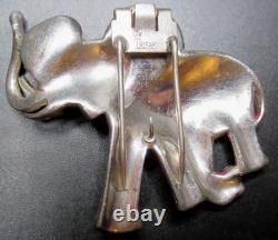 TRIFARI 1930's Pink Enamel & Rhinestone Elephant Vintage Fur Clip