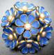 TRIFARI 1940 Alfred Philippe Blue Molded Glass Flower Fur Clip RARE