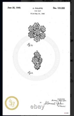 TRIFARI 1940 Alfred Philippe Blue Molded Glass Flower Fur Clip RARE