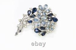 TRIFARI 1940s Alfred Philippe Blue Crystal Flower Brooch