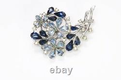 TRIFARI 1940s Alfred Philippe Blue Crystal Flower Brooch