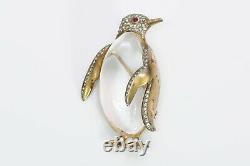 TRIFARI 1940s Alfred Philippe Gilded Sterling Silver Jelly Belly Penguin Brooch