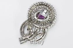 TRIFARI 1940s Alfred Philippe Purple Crystal Flower Brooch