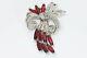 TRIFARI 1940s Alfred Philippe Red Crystal Flower Brooch