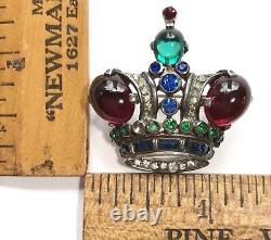 TRIFARI 1940s Sterling Alfred Philippe Royal Crown Brooch & Earring Set #137542