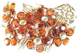 TRIFARI 1941 Alfred Philippe Amber Bezel Set Rhinestone Cornucopia Flower Pin