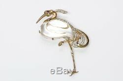 TRIFARI 1943 by Alfred Philippe Sterling Silver Jelly Belly Heron Brooch