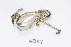 TRIFARI 1943 by Alfred Philippe Sterling Silver Jelly Belly Heron Brooch