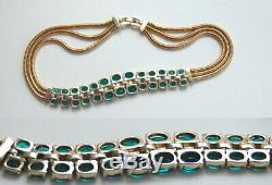 TRIFARI 1945 Alfred Philippe Faux Green Emerald & Diamanté Rhinestone Necklace