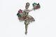 TRIFARI 1947 Alfred Philippe Flower Seller Sterling Red Green Crystal Brooch