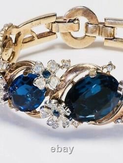 TRIFARI 1949 Alfred Philippe Gold Plated Blue Crystal Flower Bracelet