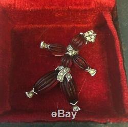 TRIFARI 1949 Alfred Philippe Red Glass Rag Doll Tom Tom Brooch