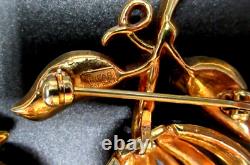 TRIFARI 1950 Forbidden Fruit Baguette Rhinestone Necklace Brooch Earring Set