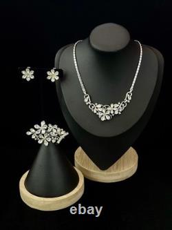 TRIFARI 4-5-6 Petal Flower Parure 1953 Alfred Philippe Rhodium PAT PEND Box