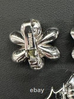 TRIFARI 4-5-6 Petal Flower Parure 1953 Alfred Philippe Rhodium PAT PEND Box