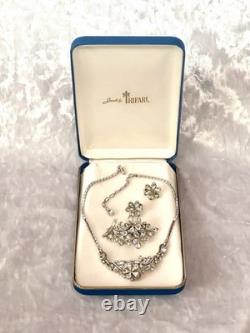 TRIFARI 4-5-6 Petal Flower Parure Alfred Philippe Rhodium Crystal PAT PEND Box