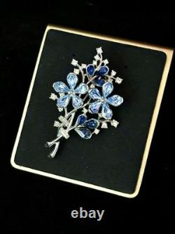 TRIFARI 4-5 Petal Flower Parure 1953 Sapphire Alfred Philippe PAT PEND