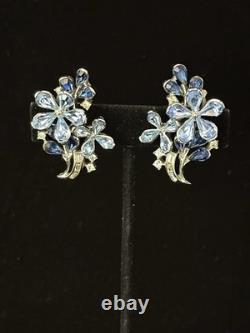 TRIFARI 4-5 Petal Flower Parure 1953 Sapphire Alfred Philippe PAT PEND