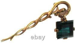 TRIFARI ALFRED PHILIPPE 1950 Green Dangling Rhinestone Lantern Vintage Brooch