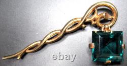 TRIFARI ALFRED PHILIPPE 1950 Green Dangling Rhinestone Lantern Vintage Brooch